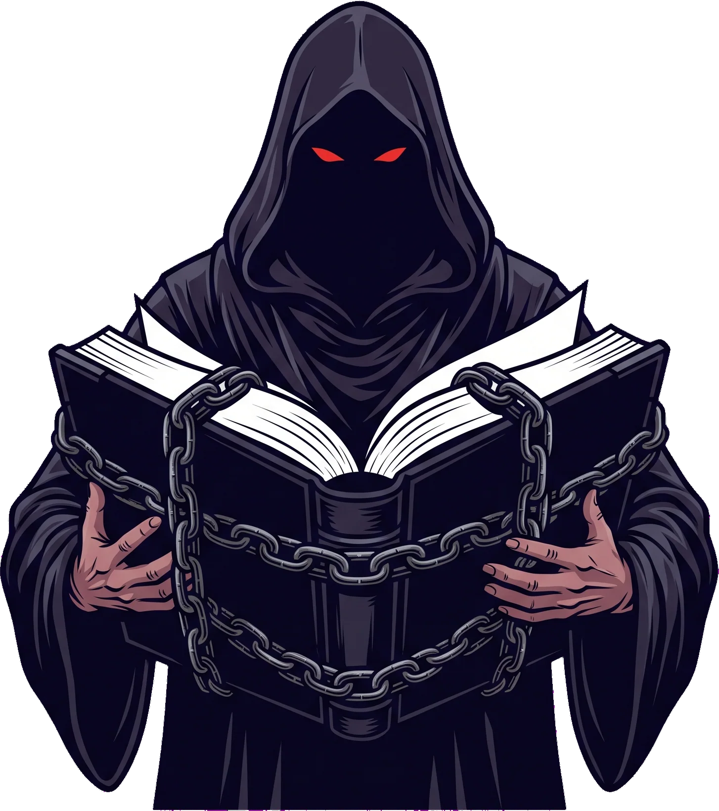 The Keeper holding the chain-bound ledger