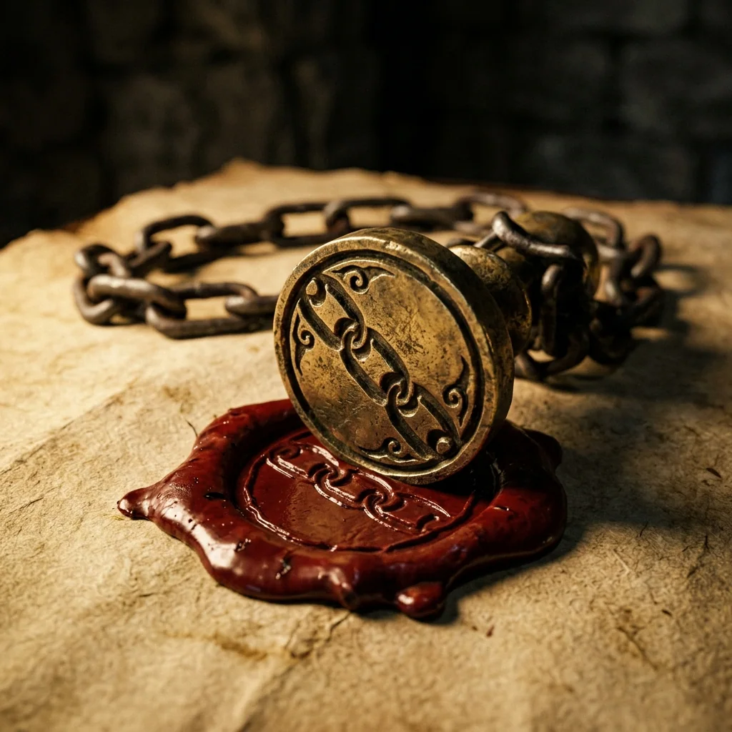 Wax seal pressing into red wax